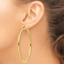 Load image into Gallery viewer, 14K Polished 4mm Lightweight Tube Hoop Earrings
