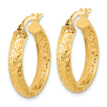 Load image into Gallery viewer, 14K Polished and Diamond-cut Inside and Out Fancy Hoop Earrings
