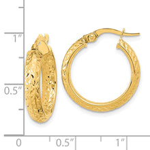 Load image into Gallery viewer, 14K Polished and Diamond-cut Inside and Out Fancy Hoop Earrings
