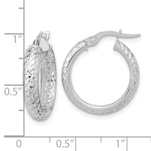 Load image into Gallery viewer, 14K White Gold Polished and Diamond-cut Inside and Out Fancy Hoop Earrings
