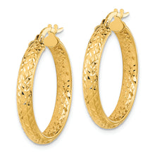Load image into Gallery viewer, 14K Polished and Diamond-cut Inside and Out Fancy Hoop Earrings
