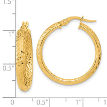 Load image into Gallery viewer, 14K Polished and Diamond-cut Inside and Out Fancy Hoop Earrings
