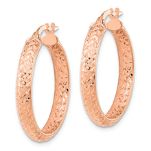 Load image into Gallery viewer, 14K Rose Polished and Diamond-cut Fancy Hoop Earrings
