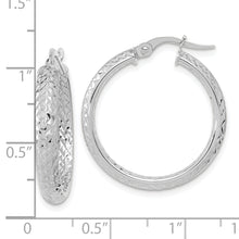 Load image into Gallery viewer, 14K White Gold Polished and Diamond-cut Inside and Out Fancy Hoop Earrings
