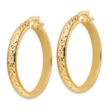 Load image into Gallery viewer, 14K Polished Diamond Cut Hoop Earrings
