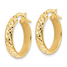 Load image into Gallery viewer, 14K Polished Diamond Cut Hoop Earrings
