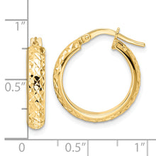 Load image into Gallery viewer, 14K Polished Diamond Cut Hoop Earrings
