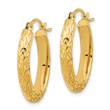 Load image into Gallery viewer, 14K Polished Diamond-cut Fancy Oval Hoop Earrings
