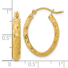 Load image into Gallery viewer, 14K Polished Diamond-cut Fancy Oval Hoop Earrings
