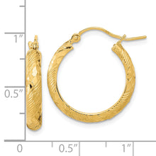 Load image into Gallery viewer, 14K Polished and Textured D/C Fancy Pattern Hoop Earrings
