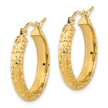 Load image into Gallery viewer, 14K Polished and Textured D/C Hoop Earrings
