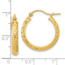 Load image into Gallery viewer, 14K Polished and Textured D/C Hoop Earrings

