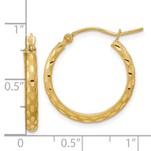 Load image into Gallery viewer, 14K Polished and Satin Diamond-cut Hoop Earrings
