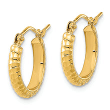 Load image into Gallery viewer, 14K Polished and D/C Textured Hoop Earrings
