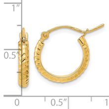 Load image into Gallery viewer, 14K Polished and D/C Textured Hoop Earrings
