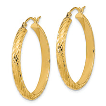 Load image into Gallery viewer, 14K Polished D/C Twist Pattern Hoop Earrings
