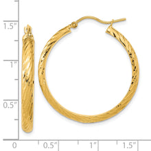Load image into Gallery viewer, 14K Polished D/C Twist Pattern Hoop Earrings
