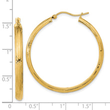 Load image into Gallery viewer, 14K Polished and Textured Fancy Hoop Earrings

