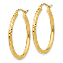 Load image into Gallery viewer, 14k Diamond-cut 2mm Round Tube Hoop Earrings
