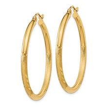 Load image into Gallery viewer, 14k Satin &amp; Diamond-cut 2.5mm Round Hoop Earrings
