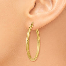 Load image into Gallery viewer, 14k Satin &amp; Diamond-cut 2.5mm Round Hoop Earrings
