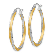 Load image into Gallery viewer, 14k &amp; Rhodium Diamond-cut 2.5mm Twisted Hoop Earrings
