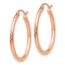 Load image into Gallery viewer, 14k Rose Gold Diamond-cut Polished Hoop Earrings
