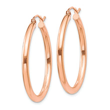 Load image into Gallery viewer, 14k Rose Gold Polished 2.5mm Lightweight Tube Hoop Earrings
