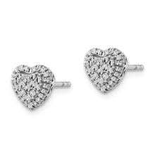 Load image into Gallery viewer, 14k White Polished Diamond-cut Heart Post Earrings
