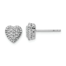 Load image into Gallery viewer, 14k White Polished Diamond-cut Heart Post Earrings
