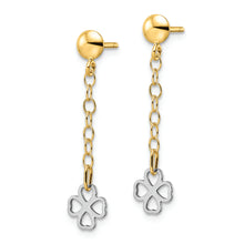 Load image into Gallery viewer, 14K Two-tone Polished Dangle Flower Earrings
