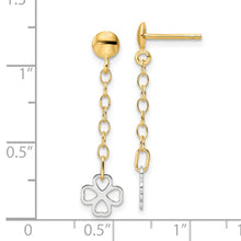 Load image into Gallery viewer, 14K Two-tone Polished Dangle Flower Earrings
