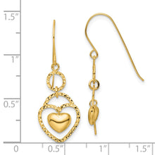 Load image into Gallery viewer, 14K D/C Open Heart Heart Charm Earrings
