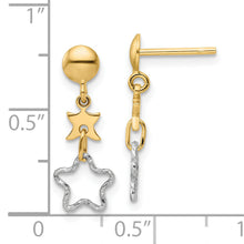 Load image into Gallery viewer, 14K Two-tone Polished Dangle Star Earrings
