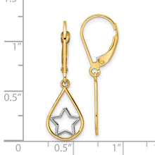 Load image into Gallery viewer, 14k w/Rhodium Star in Teardrop Leverback Dangle Earrings

