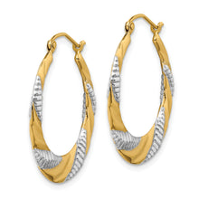 Load image into Gallery viewer, 14K &amp; Rhodium Textured Stamped Hoop Earrings
