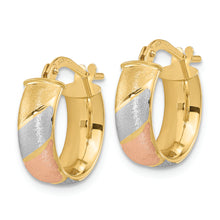 Load image into Gallery viewer, 14k w/White and Rose Rhodium Polished Satin Hoop Earrings
