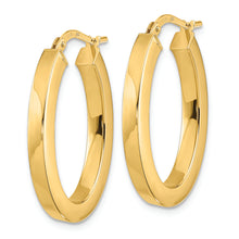 Load image into Gallery viewer, 14k Polished Square Tube Oval Hoop Earrings
