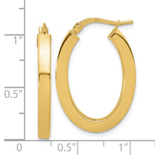 Load image into Gallery viewer, 14k Polished Square Tube Oval Hoop Earrings
