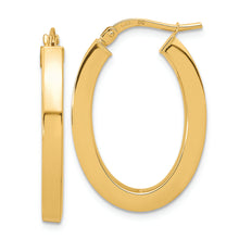 Load image into Gallery viewer, 14k Polished Square Tube Oval Hoop Earrings
