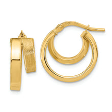 Load image into Gallery viewer, 14K Polished and Brushed Square Tube Double Hoop Earrings
