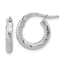 Load image into Gallery viewer, 14k White Gold Polished Diamond-cut 2.4mm Hoop Earrings
