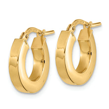 Load image into Gallery viewer, 14k Polished 3mm Square Tube Hoop Earrings
