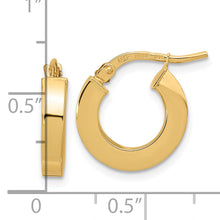 Load image into Gallery viewer, 14k Polished 3mm Square Tube Hoop Earrings
