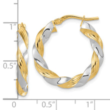 Load image into Gallery viewer, 14k w/White Rhodium Polished Twisted Hoop Earrings
