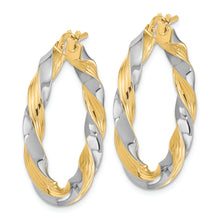 Load image into Gallery viewer, 14k w/White Rhodium Polished Twisted Hoop Earrings
