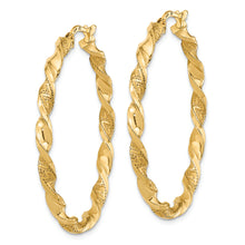 Load image into Gallery viewer, 14K Polished and Textured Twisted Hoop Earrings
