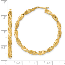 Load image into Gallery viewer, 14K Polished and Textured Twisted Hoop Earrings
