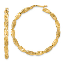 Load image into Gallery viewer, 14K Polished and Textured Twisted Hoop Earrings
