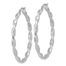 Load image into Gallery viewer, 14k White Gold Polished and Textured Twisted Hoop Earrings
